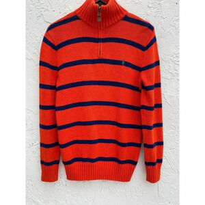 Ralph Lauren Boys Pullover Long Sleeve Quarter Zip Turtle Neck Sweater L 14-16